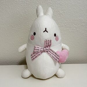 Molang Plush Pink Heart Pink Bow Loved Stuffed Animal
